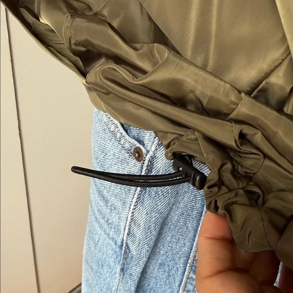 Olive Green Women's Hooded Nylon Jacket - Picture 7 of 9